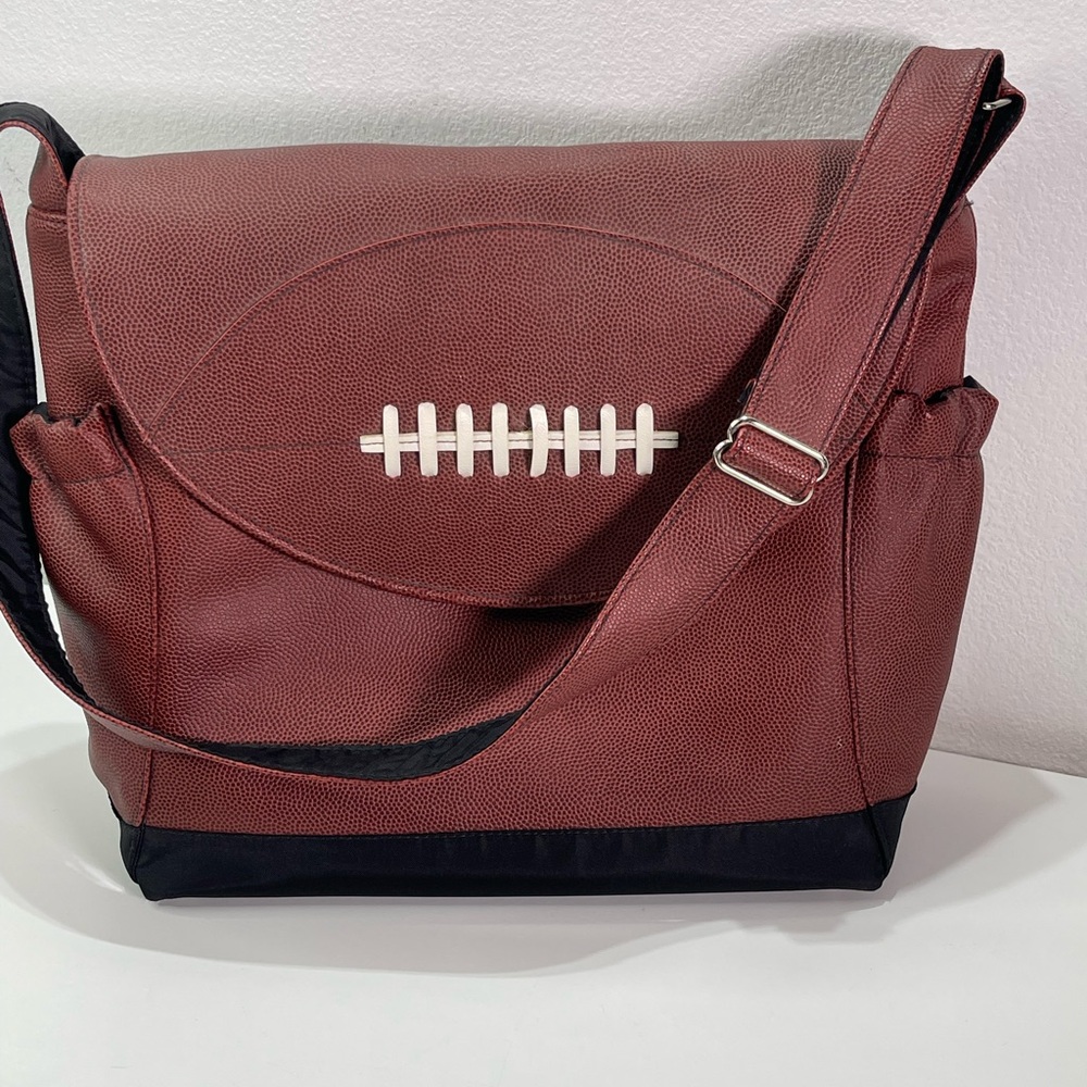 Timi & Leslie Newton Football Stitch Messenger Diaper Organizer Shoulder Bag